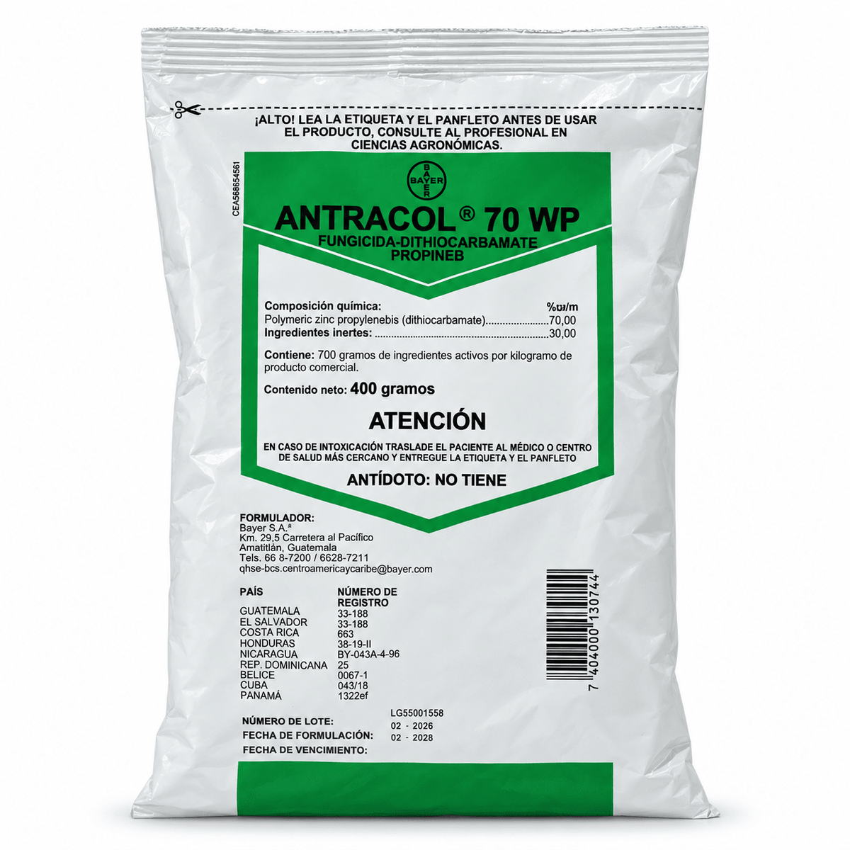 Antracol 70 WP de Bayer, fungicida protector para manchas en hojas