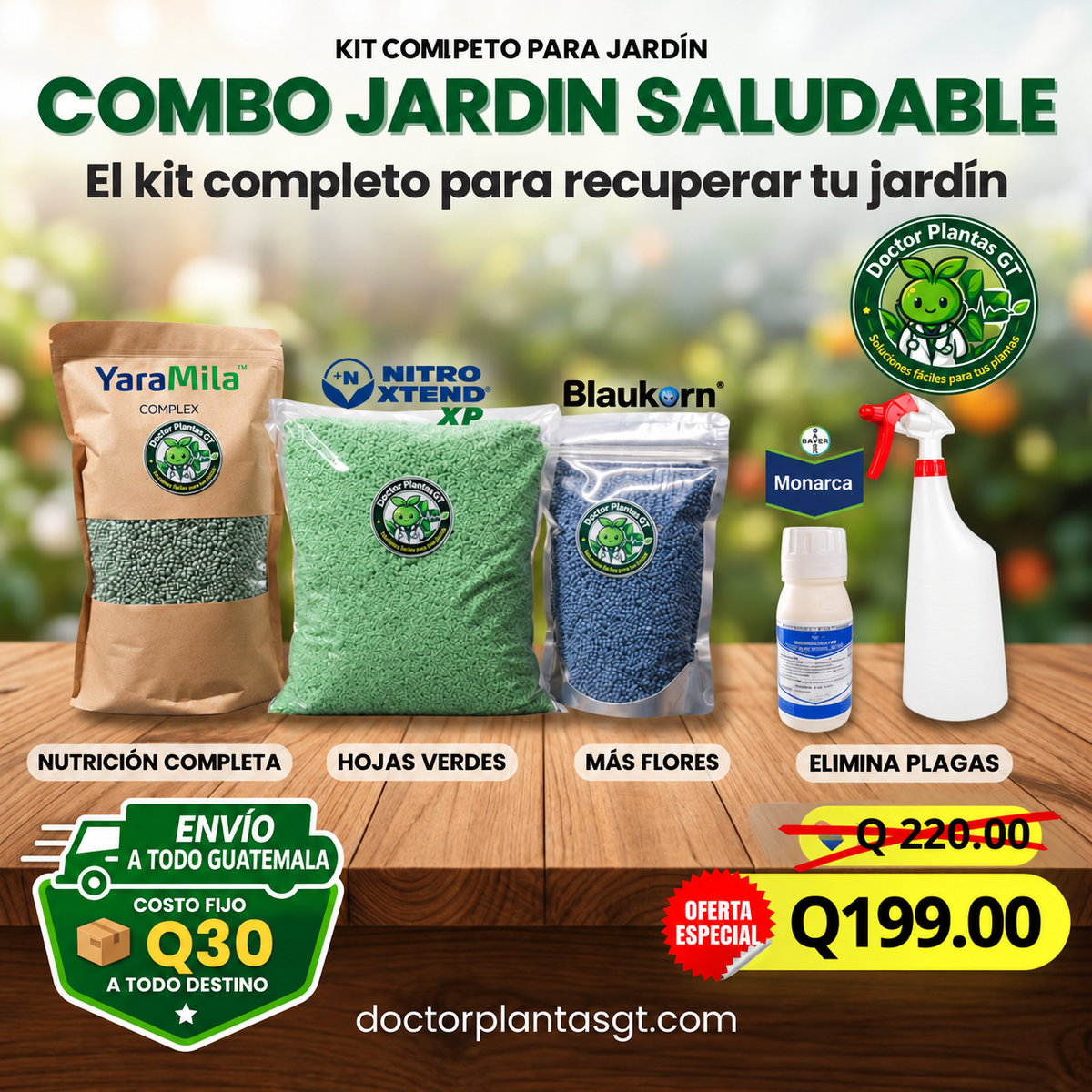Combo Jardín Saludable 11 lb – Kit Completo para Plantas - Doctor Plantas GT