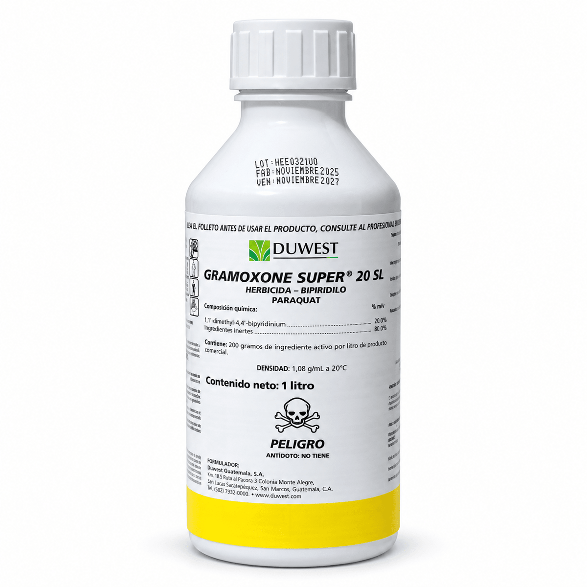 Gramoxone Super 20 SL, herbicida paraquat en botella de 1 litro