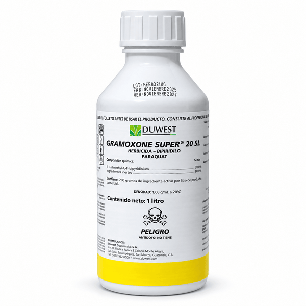 Gramoxone Super 20 SL, herbicida paraquat en botella de 1 litro