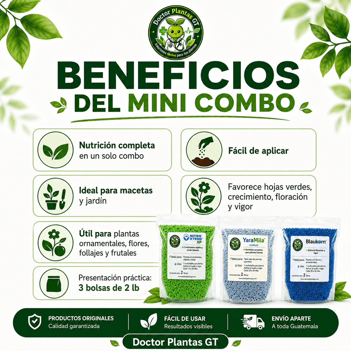 Mini Combo Jardín Saludable | 6 lb de Fertilizantes Premium - Doctor Plantas GT