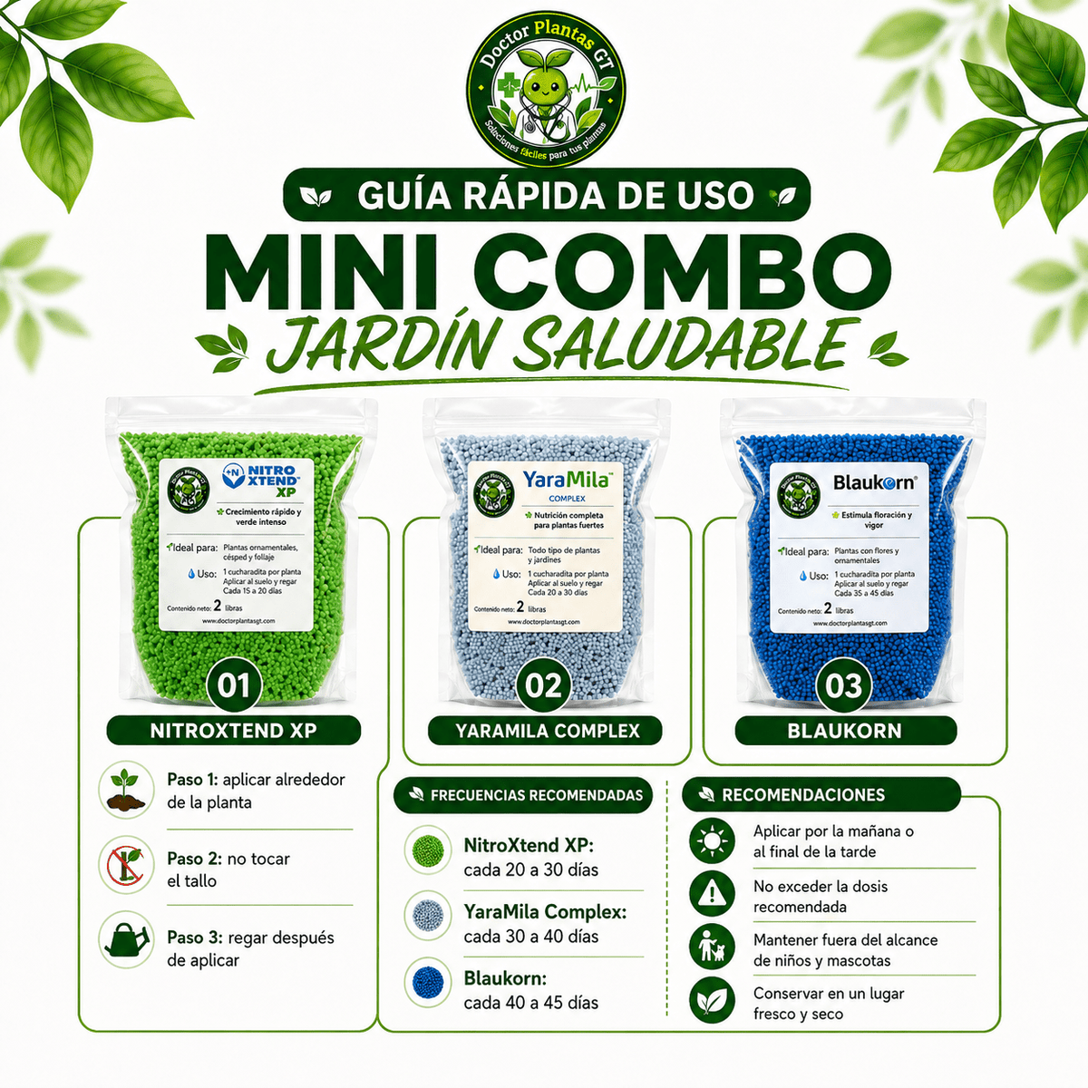 Mini Combo Jardín Saludable | 6 lb de Fertilizantes Premium - Doctor Plantas GT