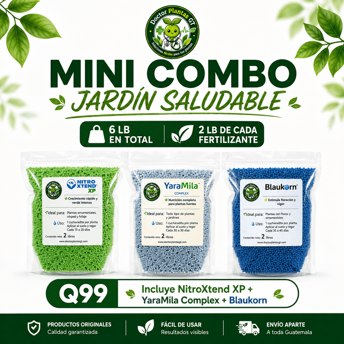Mini Combo Jardín Saludable | 6 lb de Fertilizantes Premium - Doctor Plantas GT