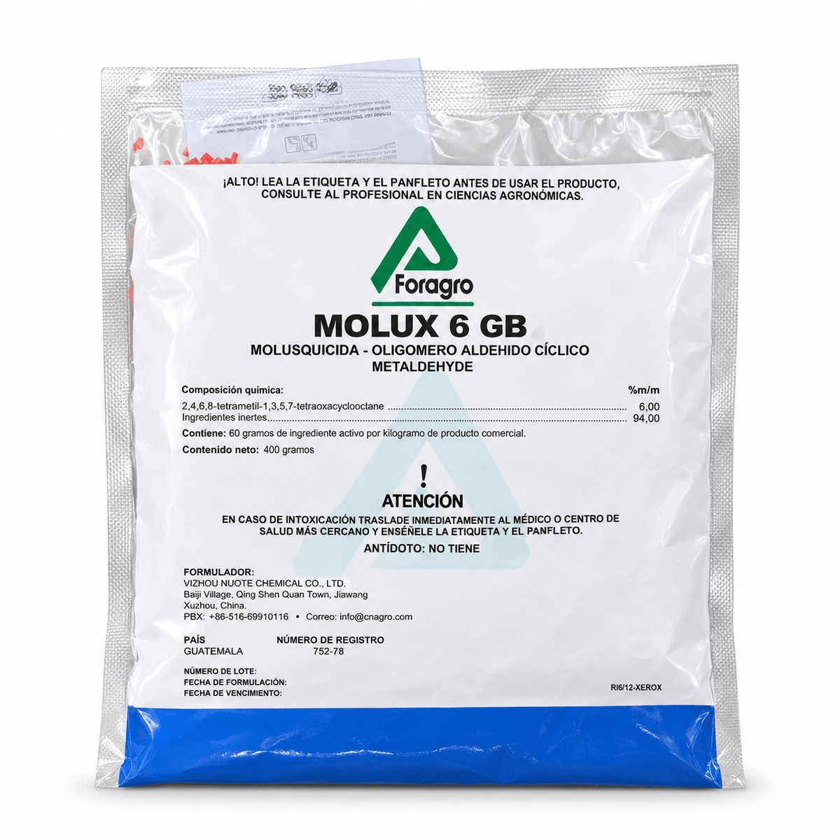 Molux 6 GB, cebo granulado contra caracoles y babosas, 400 g