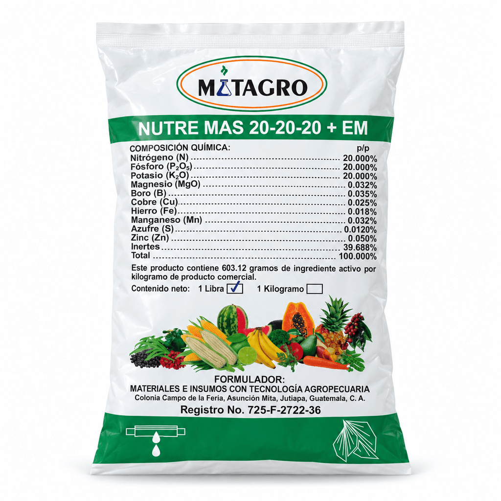 Ejemplo de uso de Nutre Más 20-20-20: nutrición balanceada para plantas
