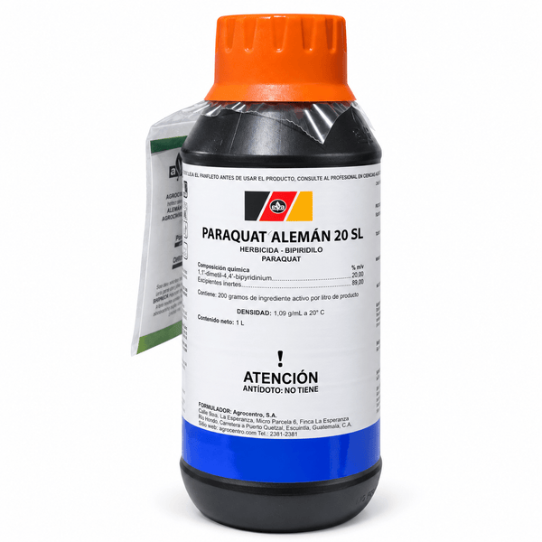 Paraquat Alemán 20 SL, herbicida paraquat, presentaciones de 500 ml y 1 litro