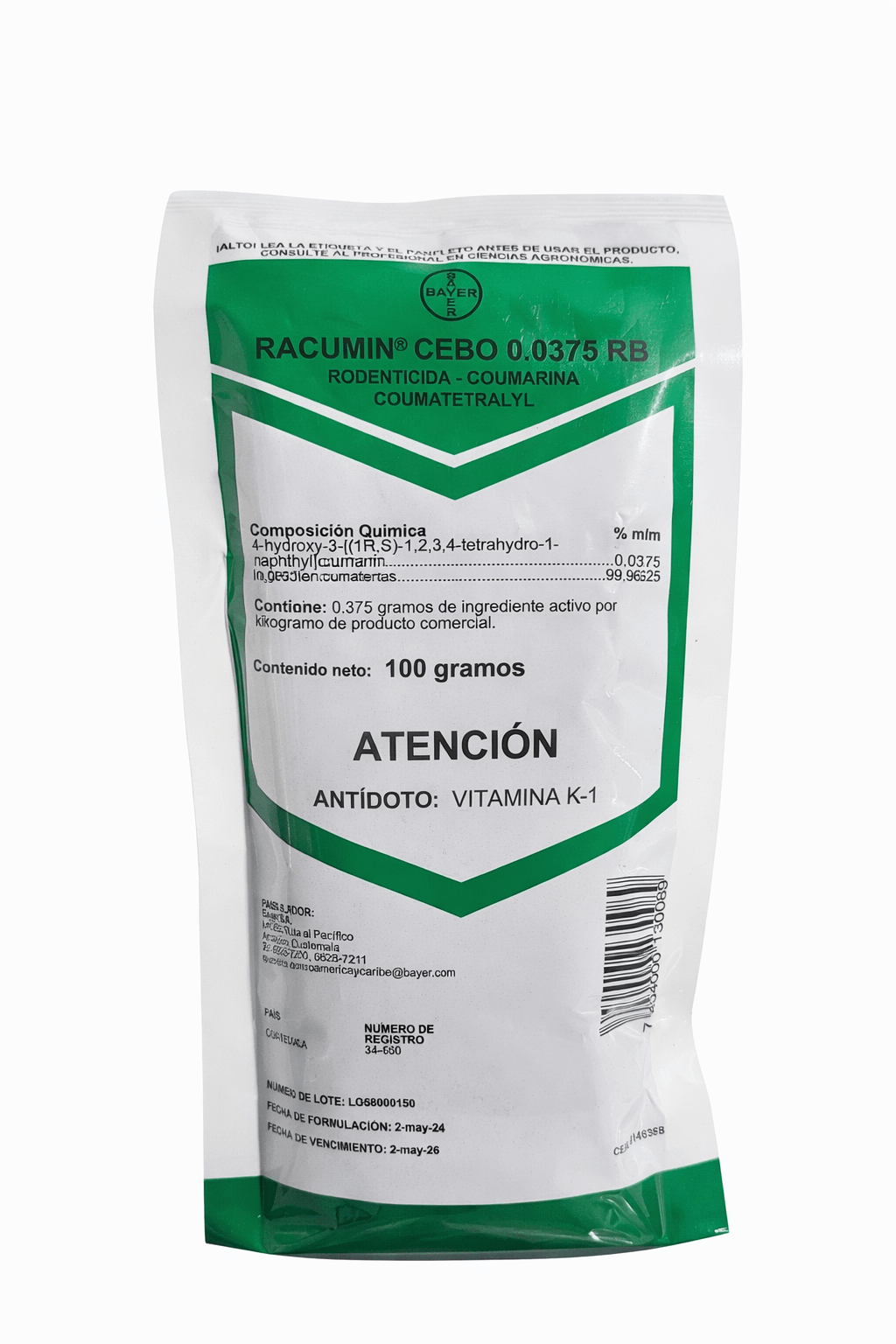 🐭Racumin® Cebo 0.0375 RB – Rodenticida para Control de Ratas y Ratones - Doctor Plantas GT