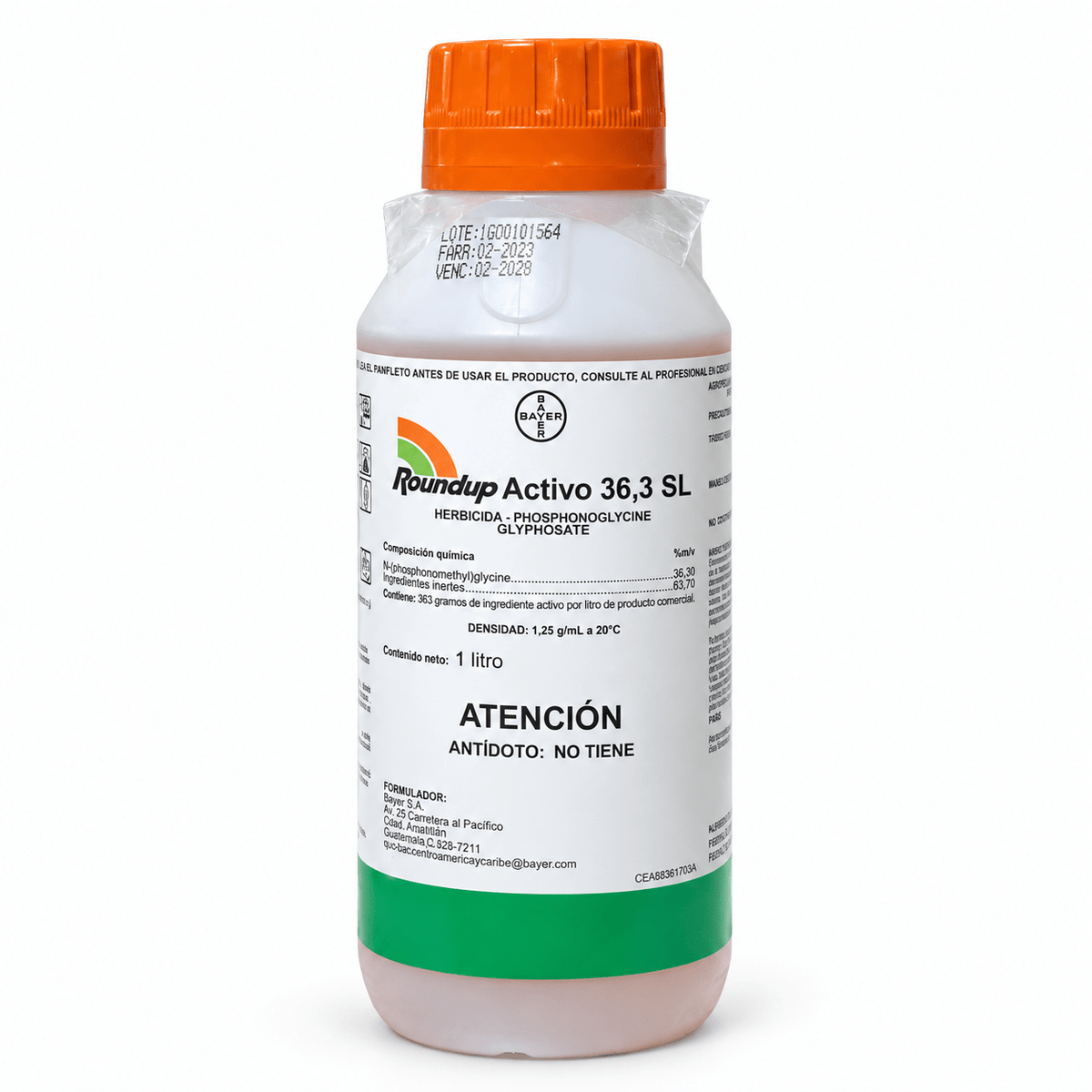 Roundup Activo 36.3 SL de Bayer, herbicida glifosato en botella de 1 litro