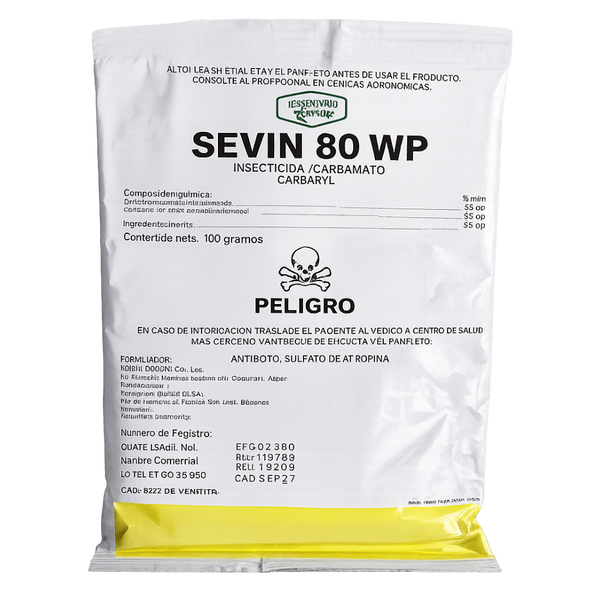Sevin 80 WP, insecticida en polvo para gusanos, orugas y escarabajos
