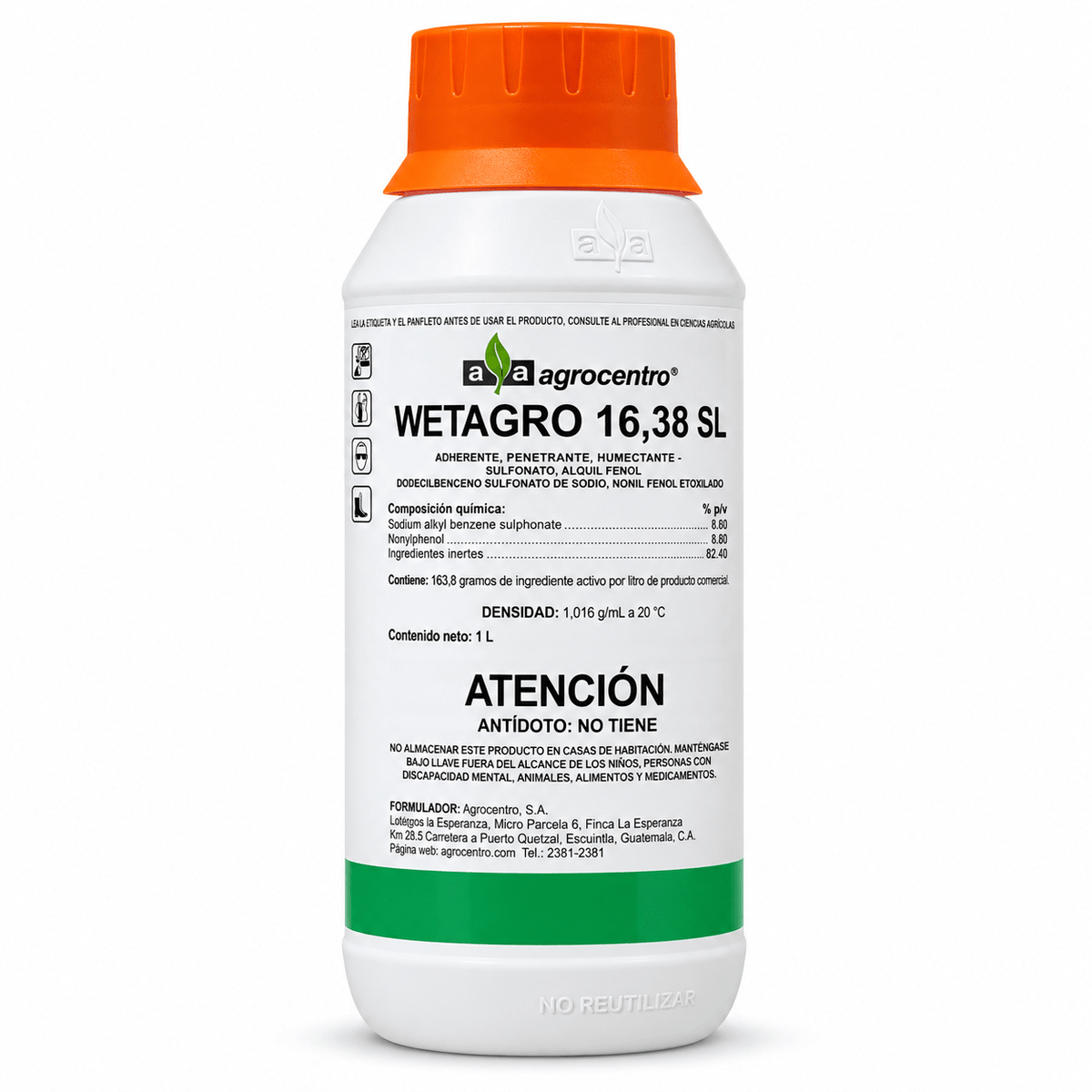 Wetagro 16.38 SL, adherente para fumigar con foliares e insecticidas