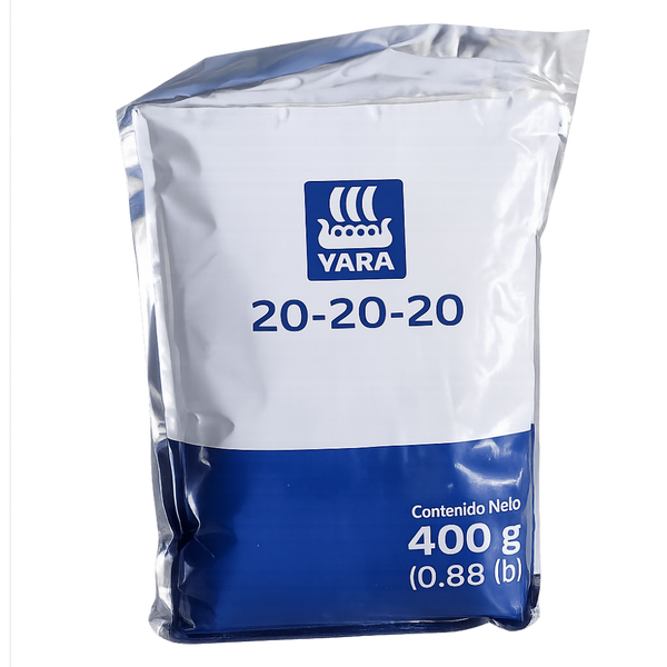 Fertilizante 20-20-20 Yara soluble, bolsa de 400 g